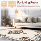 Ornate Brown Cream Scrollwork Rug