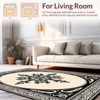 Classic Floral Medallion Black Cream Rug