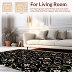 Black Floral Swirl Pattern Rug