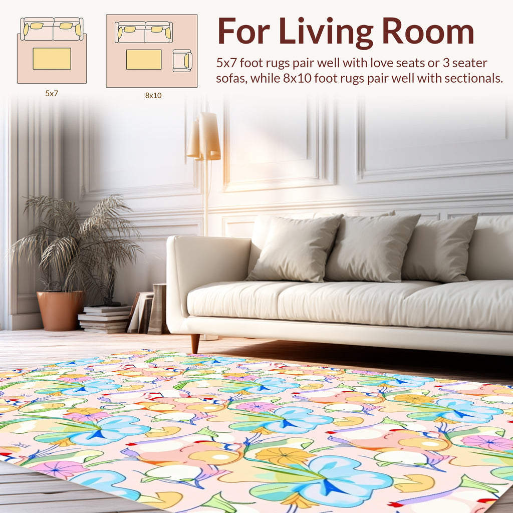 Abstract Floral Pattern With Pastel Hues Rug