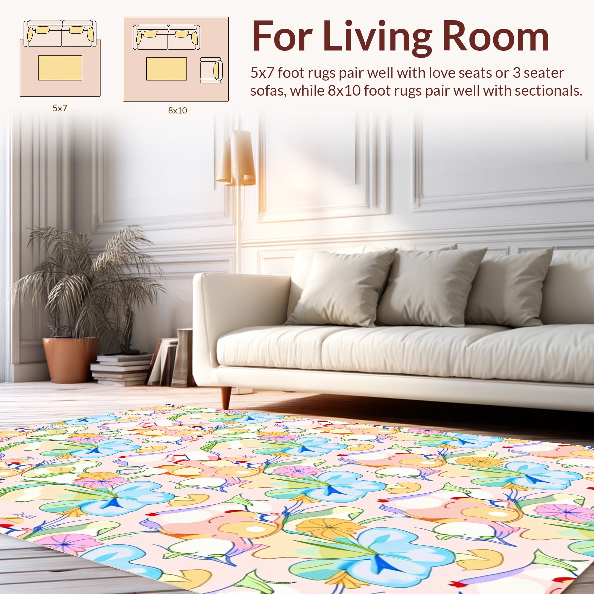 Abstract Floral Pattern With Pastel Hues Rug