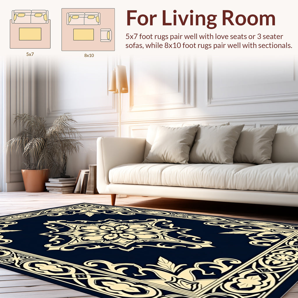 Elegant Floral Medallion Traditional Design Rug