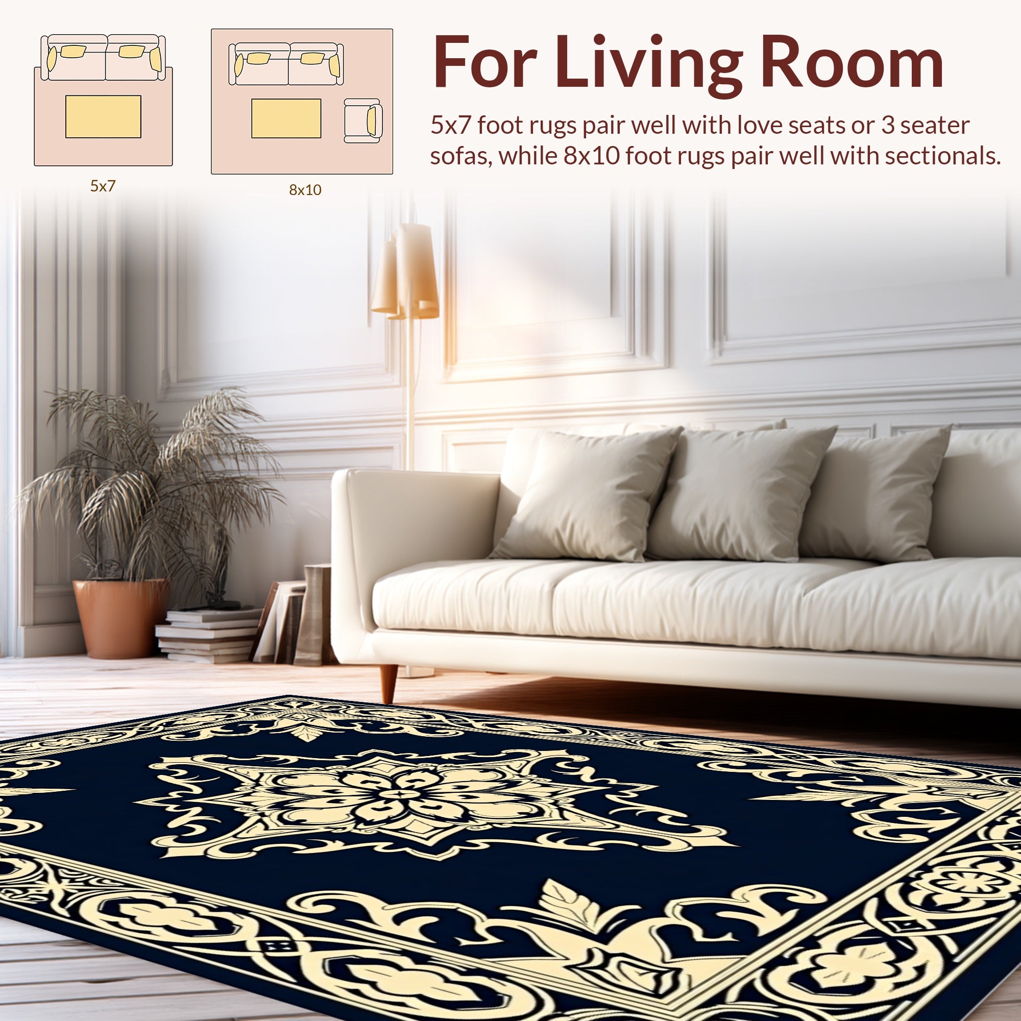 Elegant Floral Medallion Traditional Design Rug