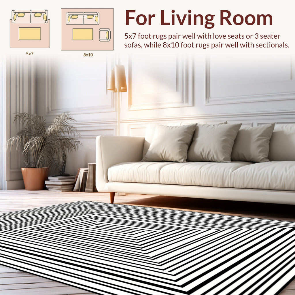 Monochromatic Concentric Rectangles Pattern Rug
