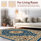 Rich Blue Floral Medallion Pattern Rug