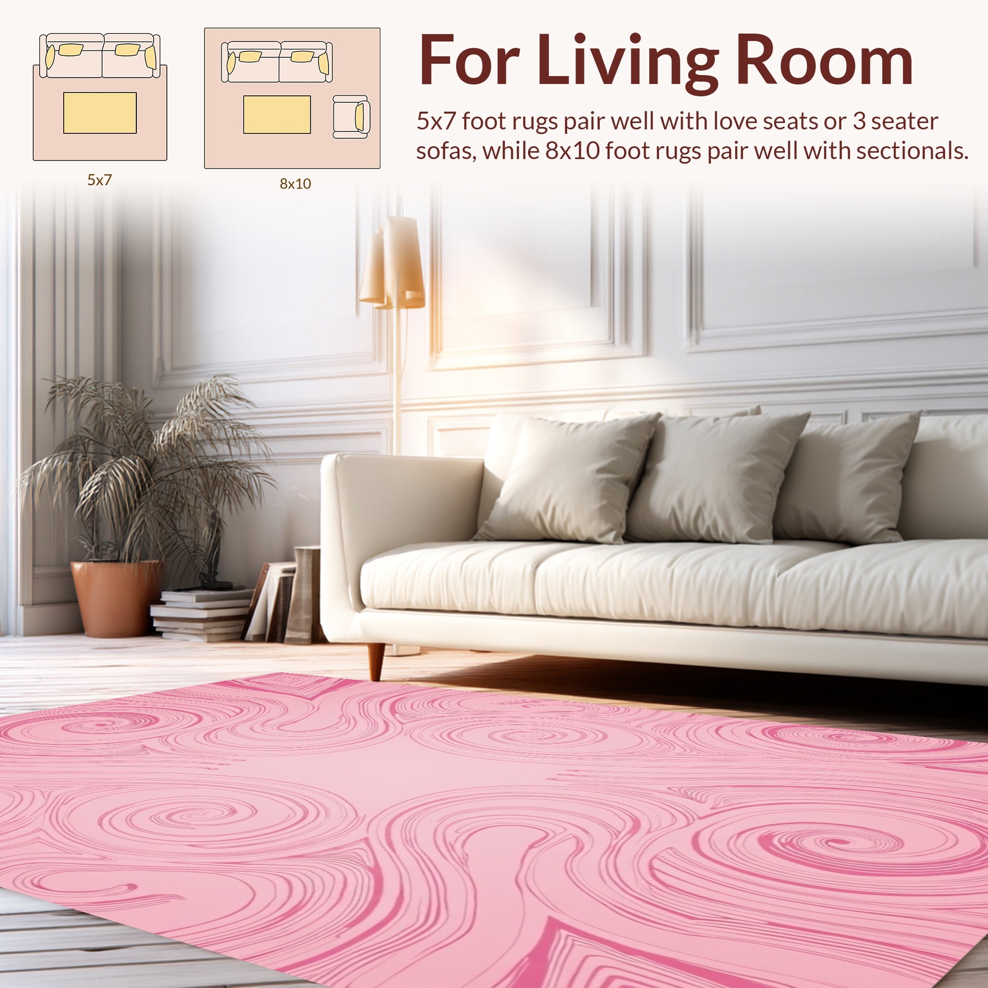 Abstract Swirls Pink Flow Pattern Rug