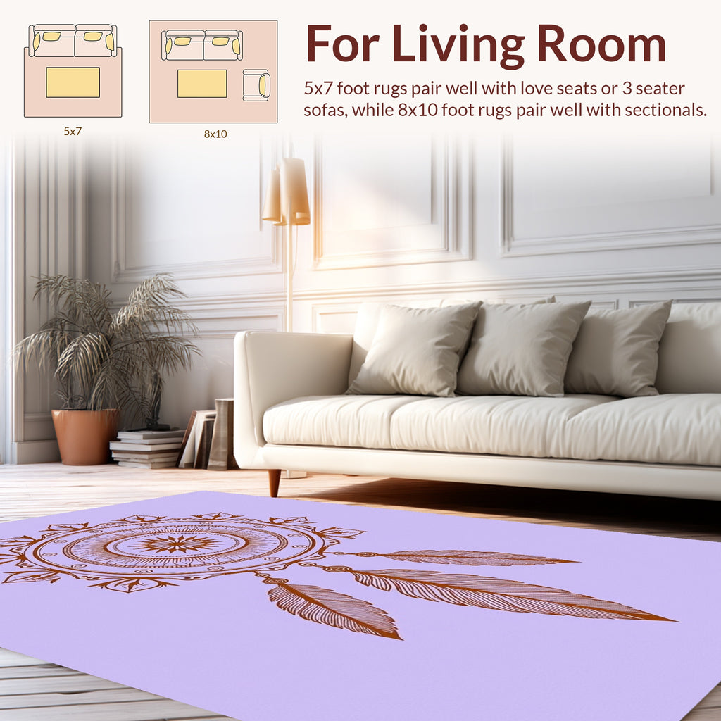 Mandala With Feather Accents Design Rug