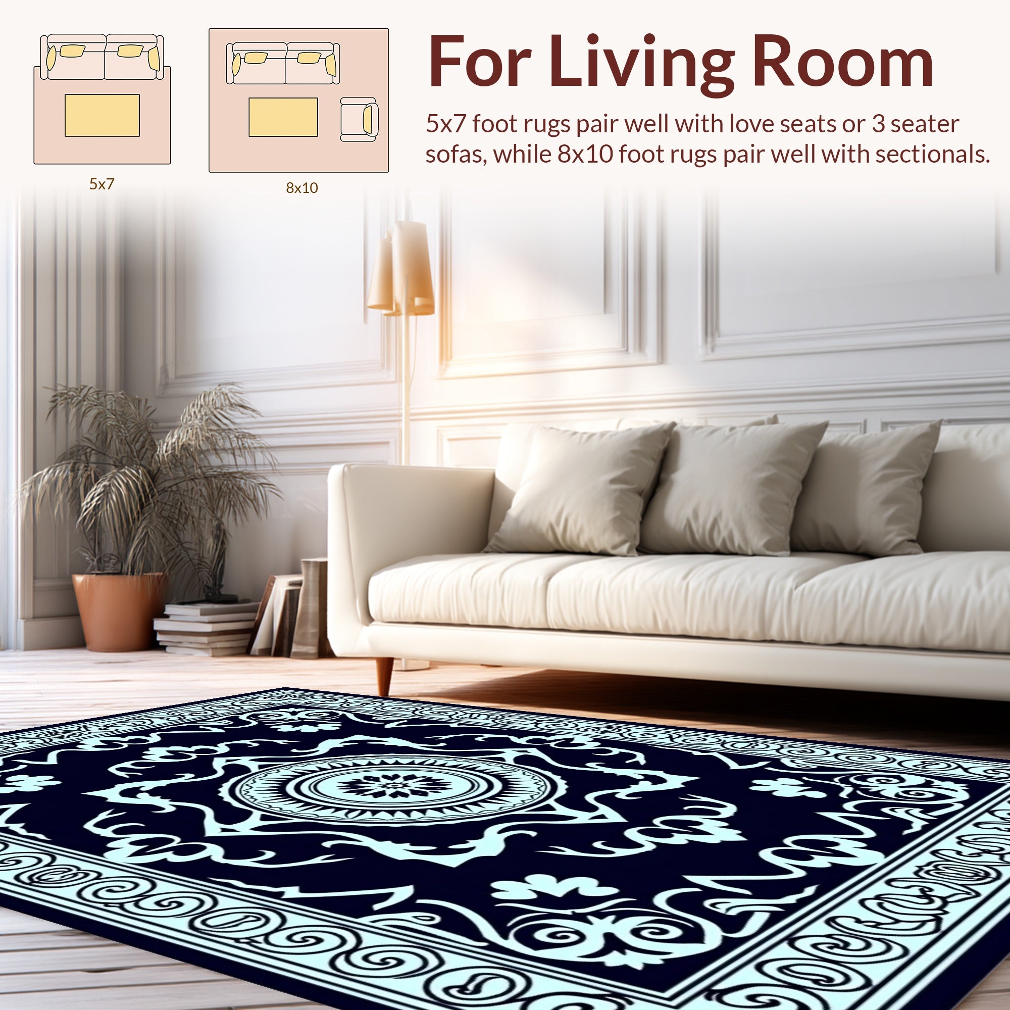 Classic Floral Medallion Contour Pattern Rug