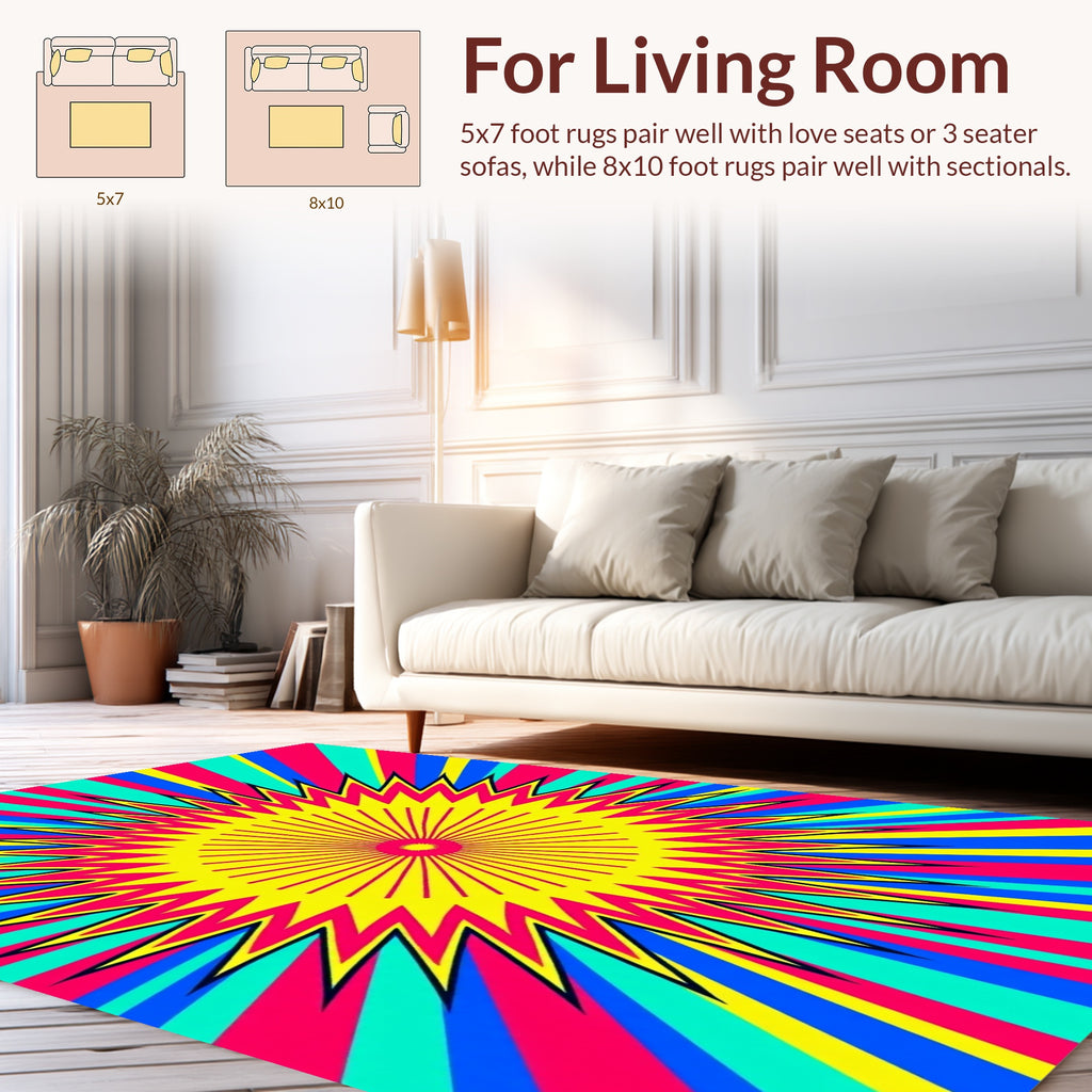 Radiant Pop Art Sunburst Rug