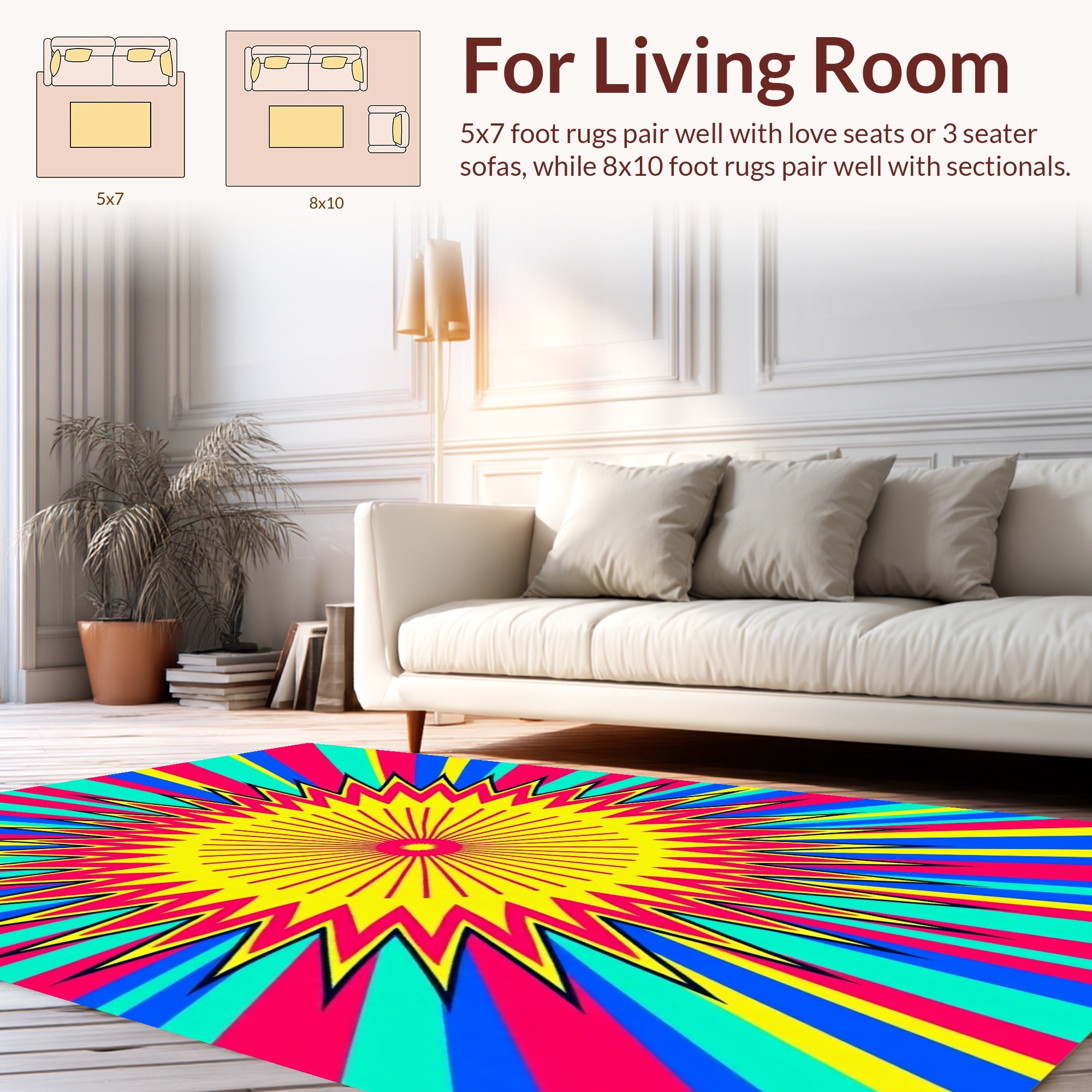 Radiant Pop Art Sunburst Rug