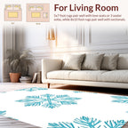 Teal Snowflake Patterned Winter Design Rug