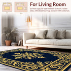 Elegant Gold Floral Scrollwork Design Rug
