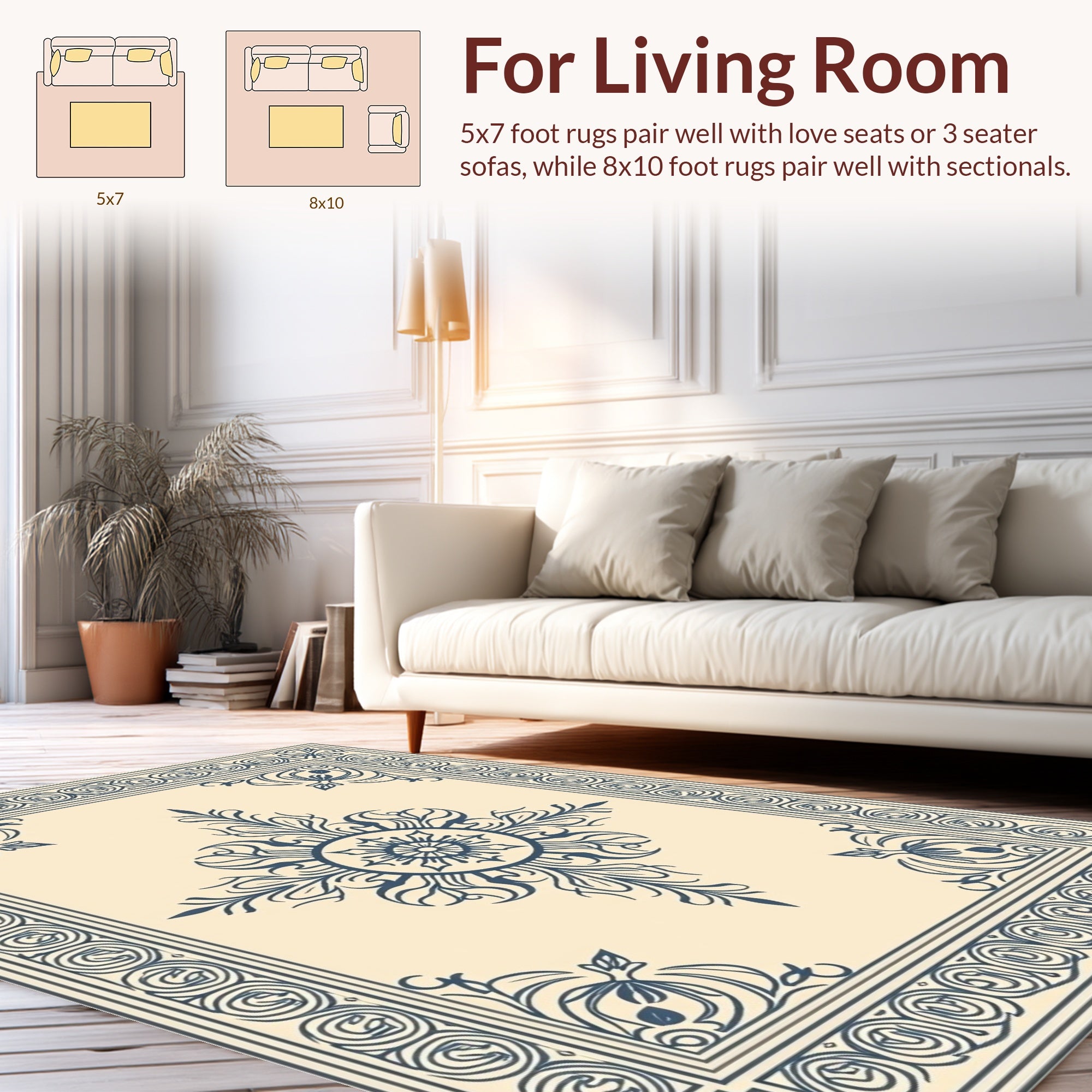 Classic Floral Medallion Border Rug Design Rug