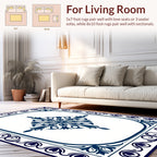 Classic Blue Floral Medallion Design Rug