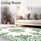 Verdant Floral Scroll Square Medallion Rug