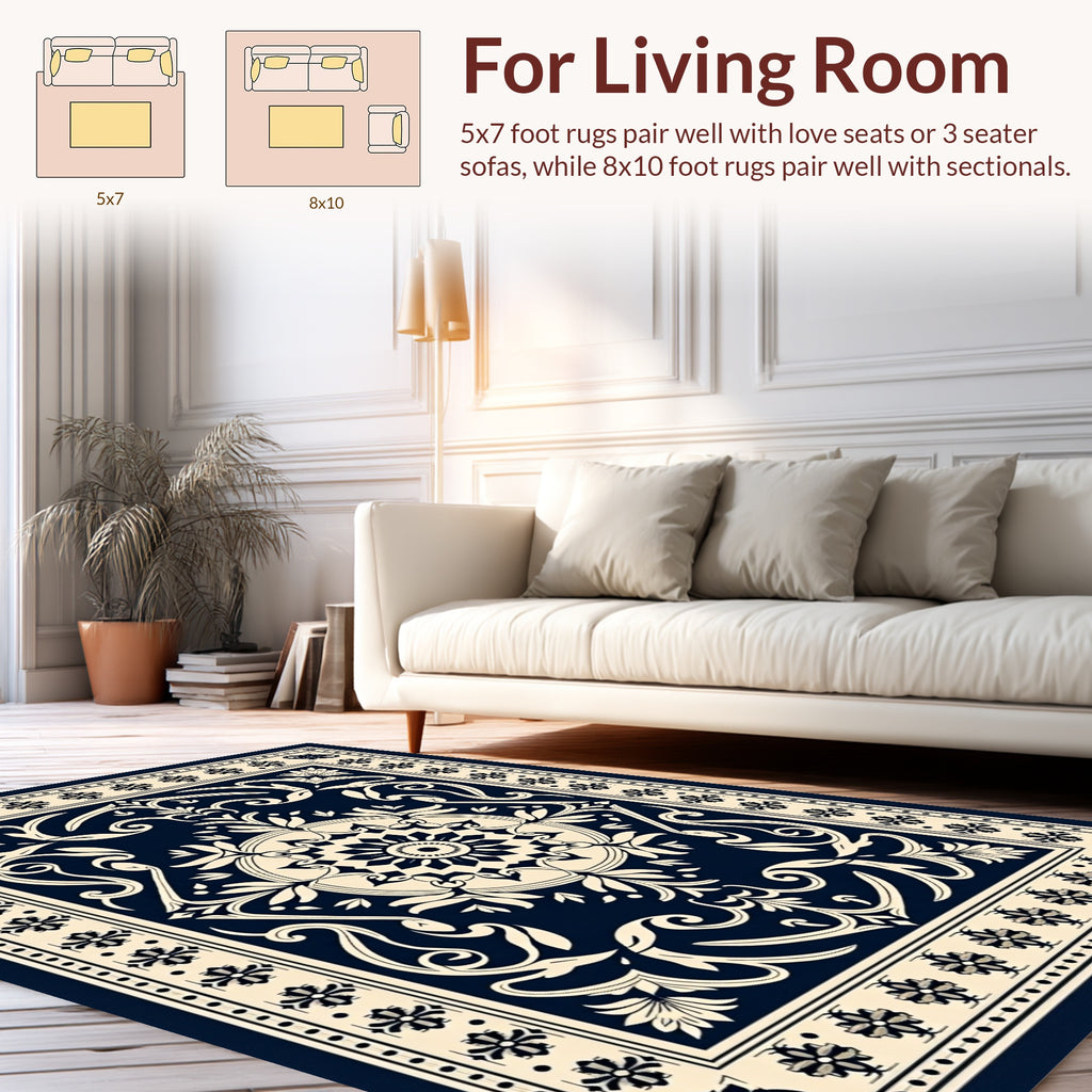 Classic Floral Starburst Medallion Pattern Rug