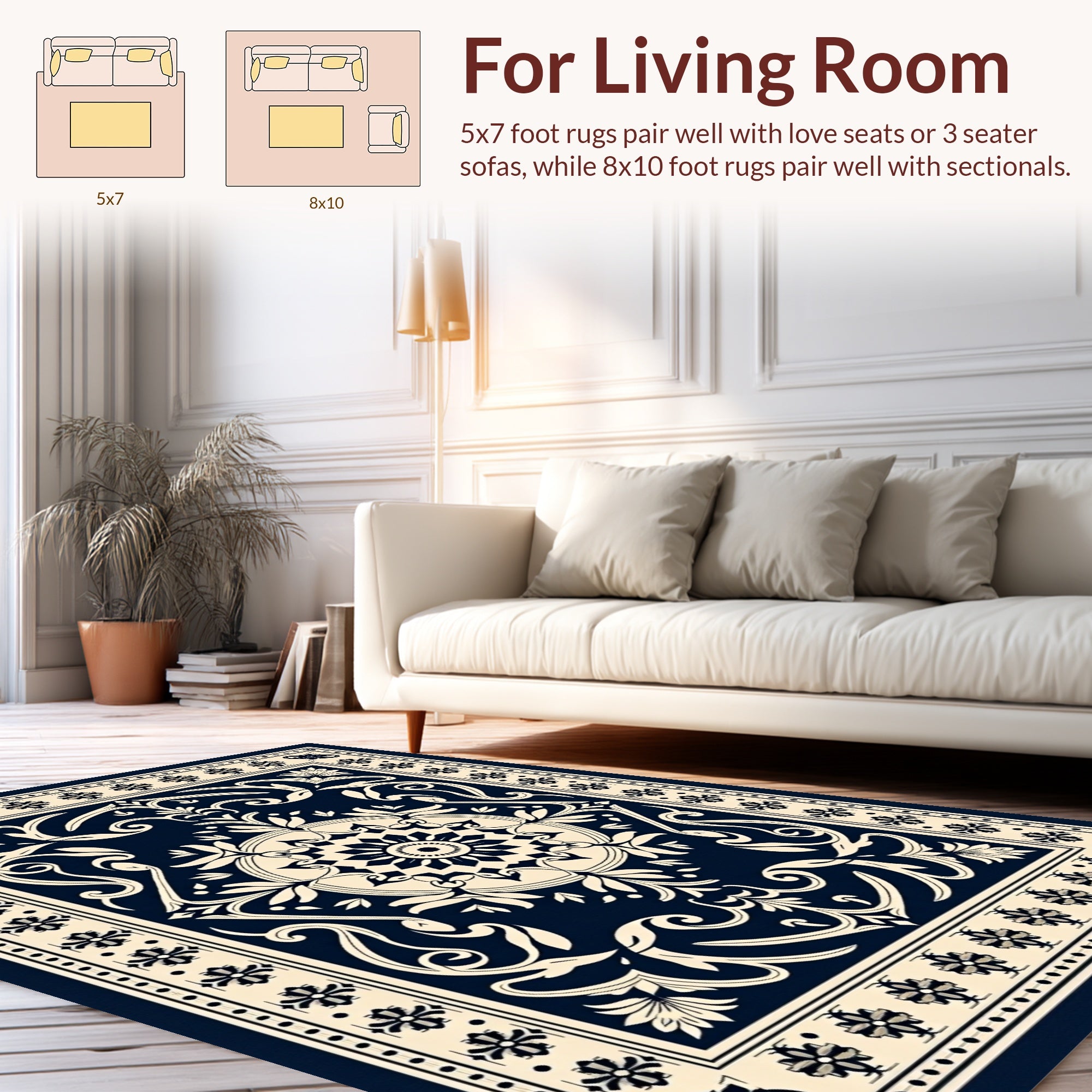 Classic Floral Starburst Medallion Pattern Rug