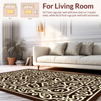 Elegant Cream Swirls Decorative Rug