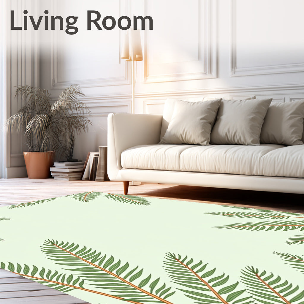 Green Leafy Branches Pattern Rug