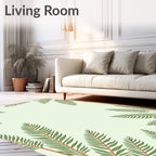 Green Leafy Branches Pattern Rug