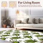 Abstract Green Leaf Botanical Pattern Rug