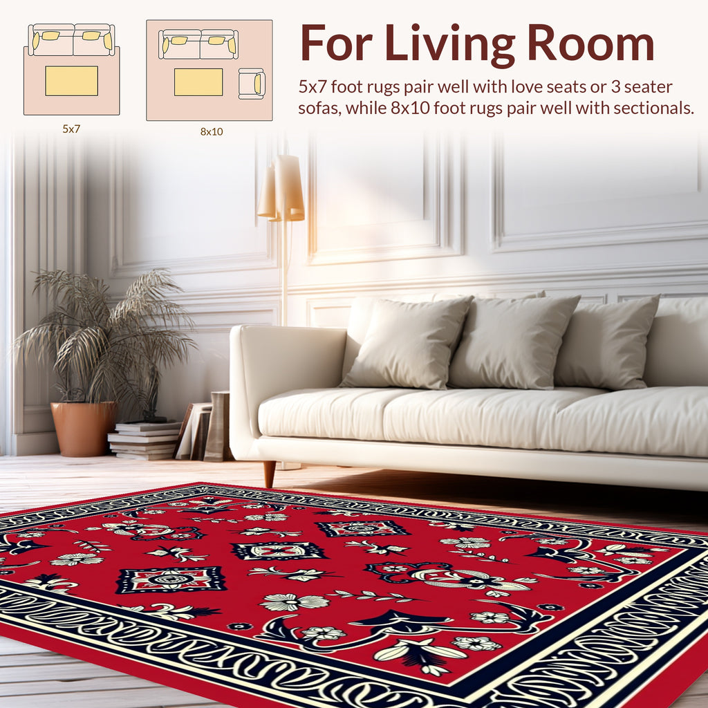 Red Floral Medallion Decorative Tapis Rug