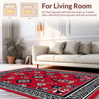 Red Floral Medallion Decorative Tapis Rug