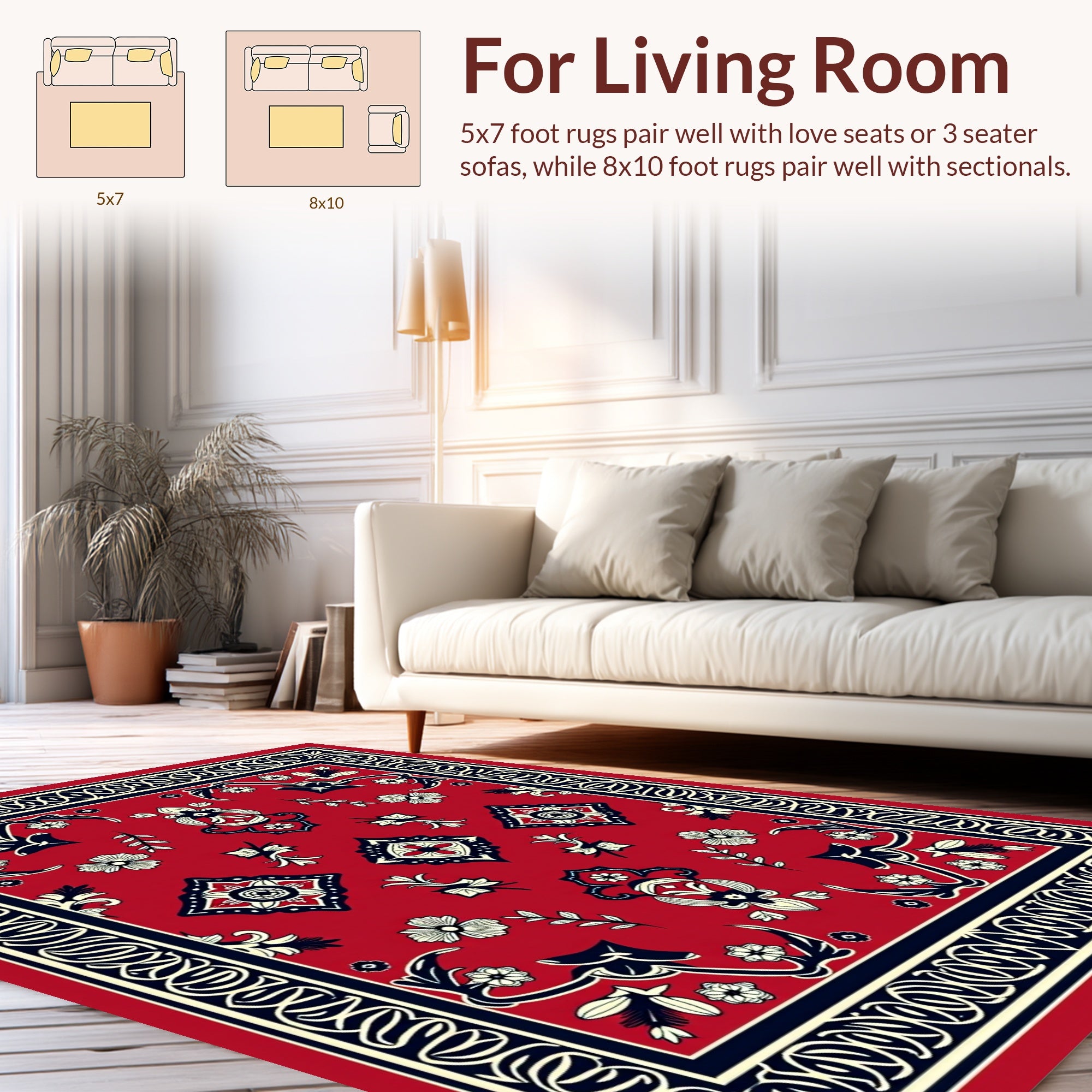 Red Floral Medallion Decorative Tapis Rug
