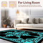 Cyan Ornate Floral Medallion Pattern Rug