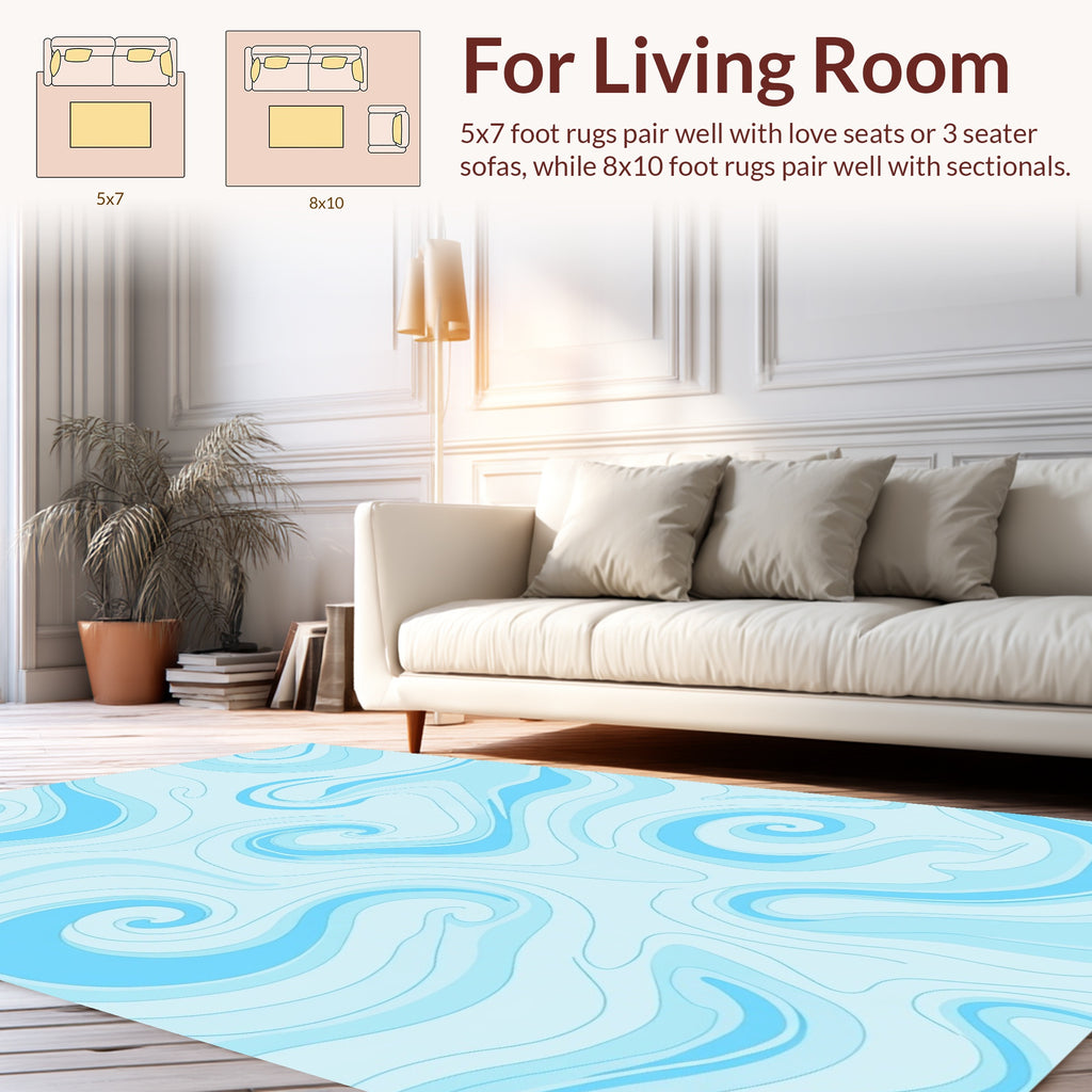 Abstract Swirls Teal Blue Rug