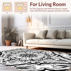 Intricate Black White Mandala Pattern Rug