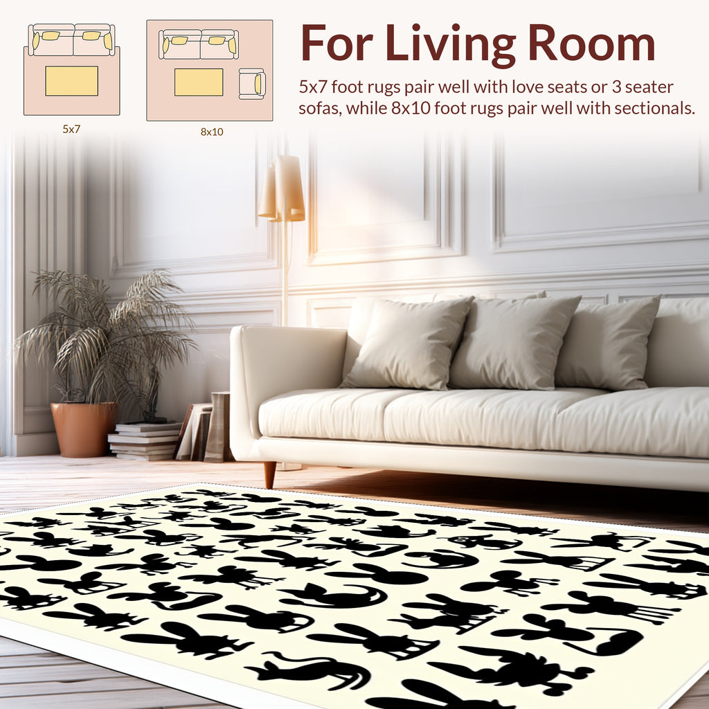 Whimsical Bunny Silhouette Collection Rug