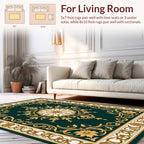 Ornate Teal Gold Floral Medallion Rug