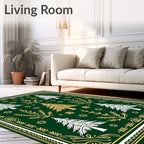 Emerald Forest Pine Snowflakes Rug
