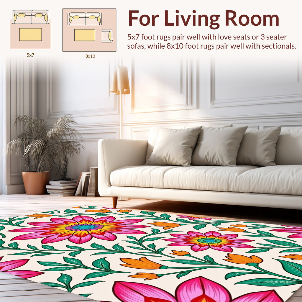 Vibrant Floral Vine Pattern Rug