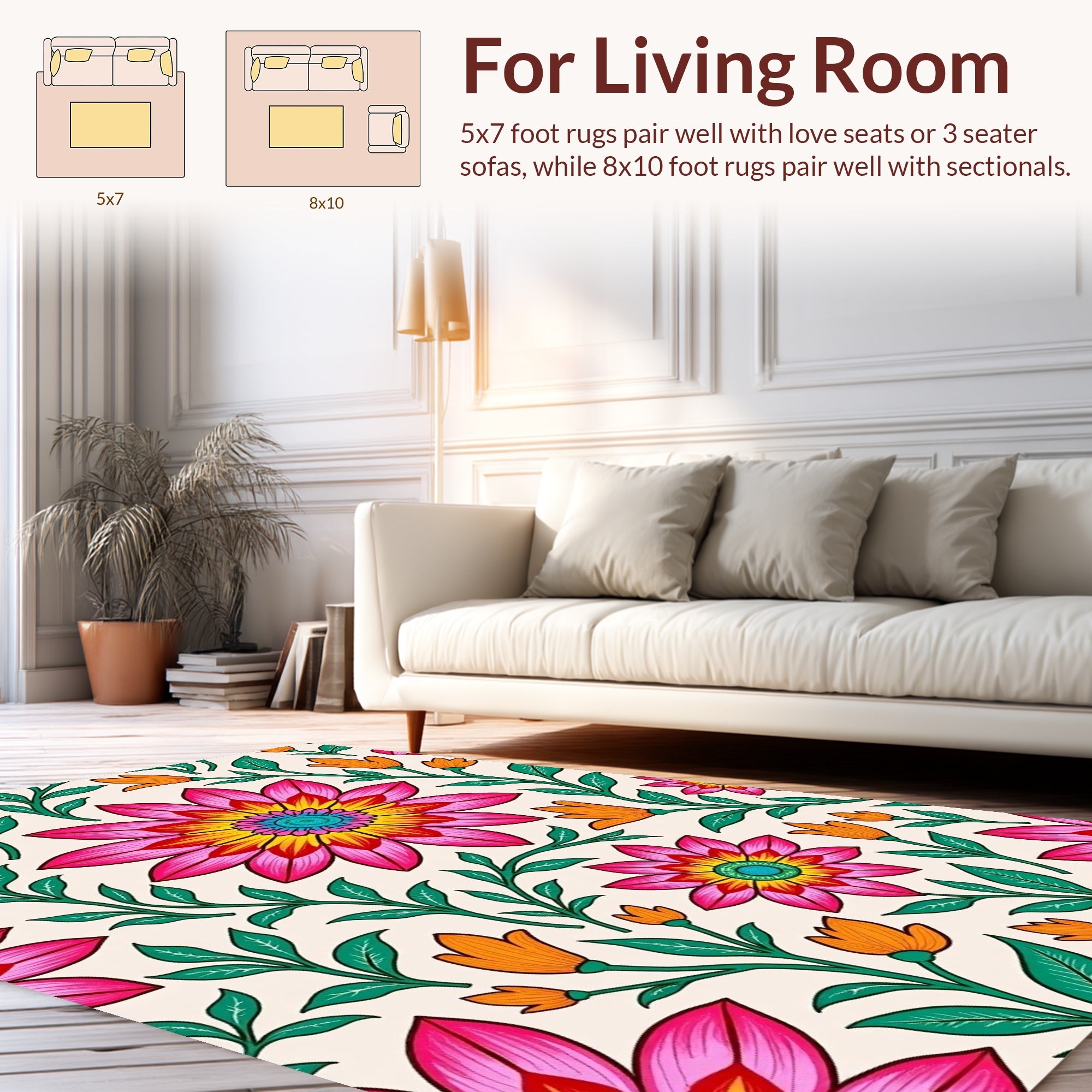 Vibrant Floral Vine Pattern Rug