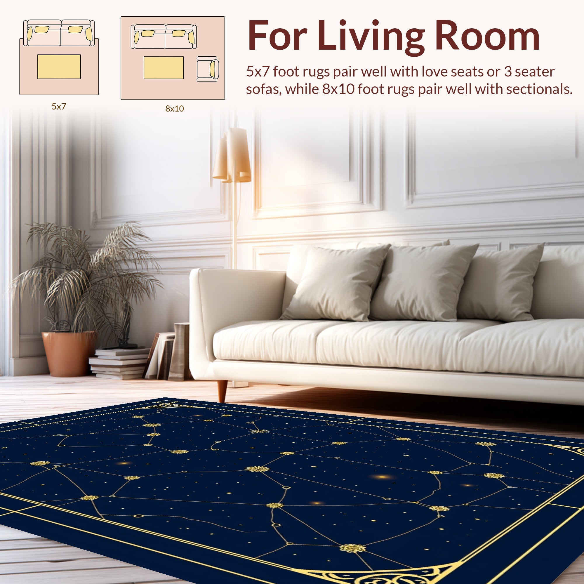 Celestial Starry Night Constellation Design Rug