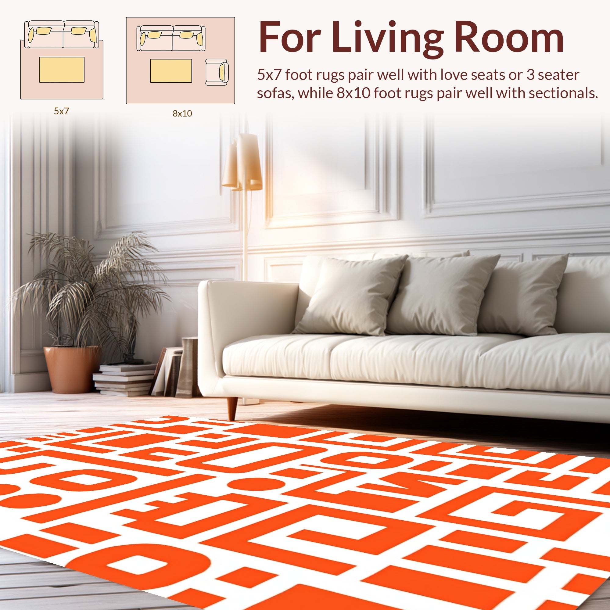Geometric Abstract Orange Pattern Rug