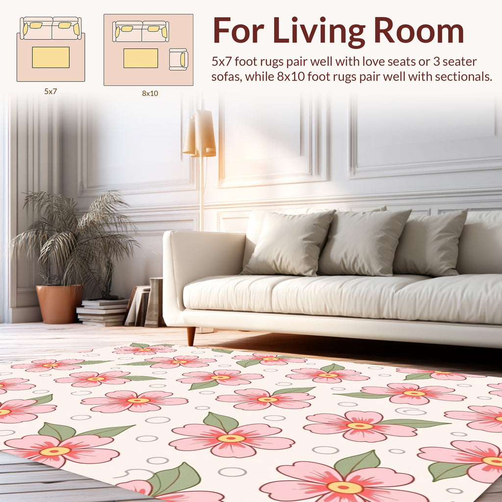 Blush Pink Floral Pattern Rug