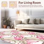 Abstract Pink Floral Swirl Pattern Rug