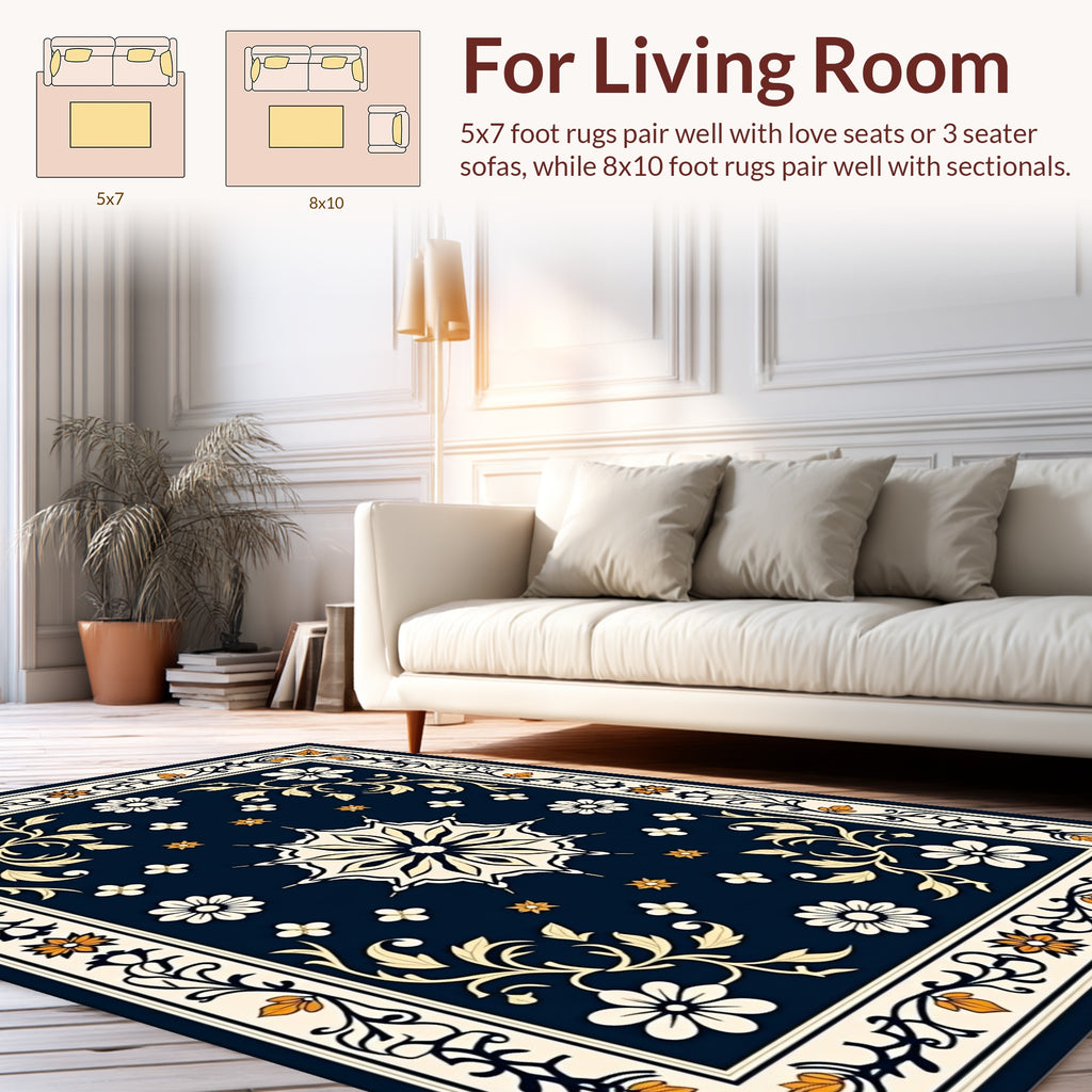 Ornate Floral Medallion Scroll Rug