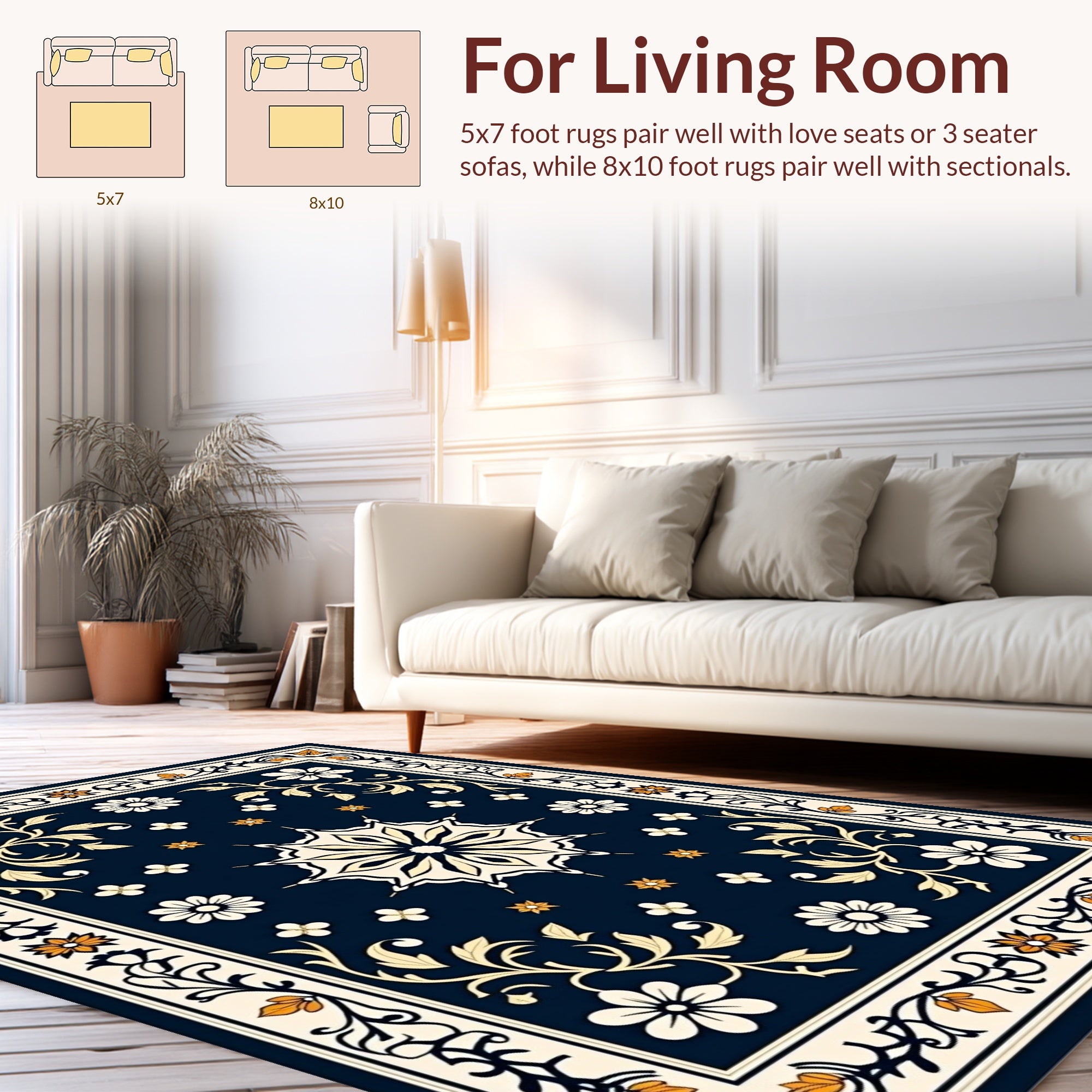 Ornate Floral Medallion Scroll Rug