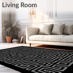 Modern Gray Maze Lines Area Rug