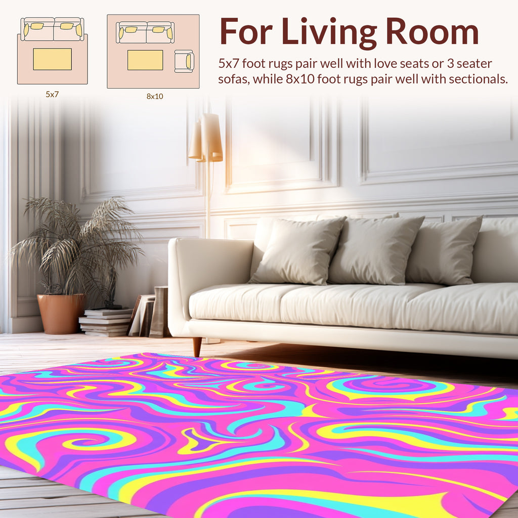 Vibrant Swirls Psychedelic Pattern Rug