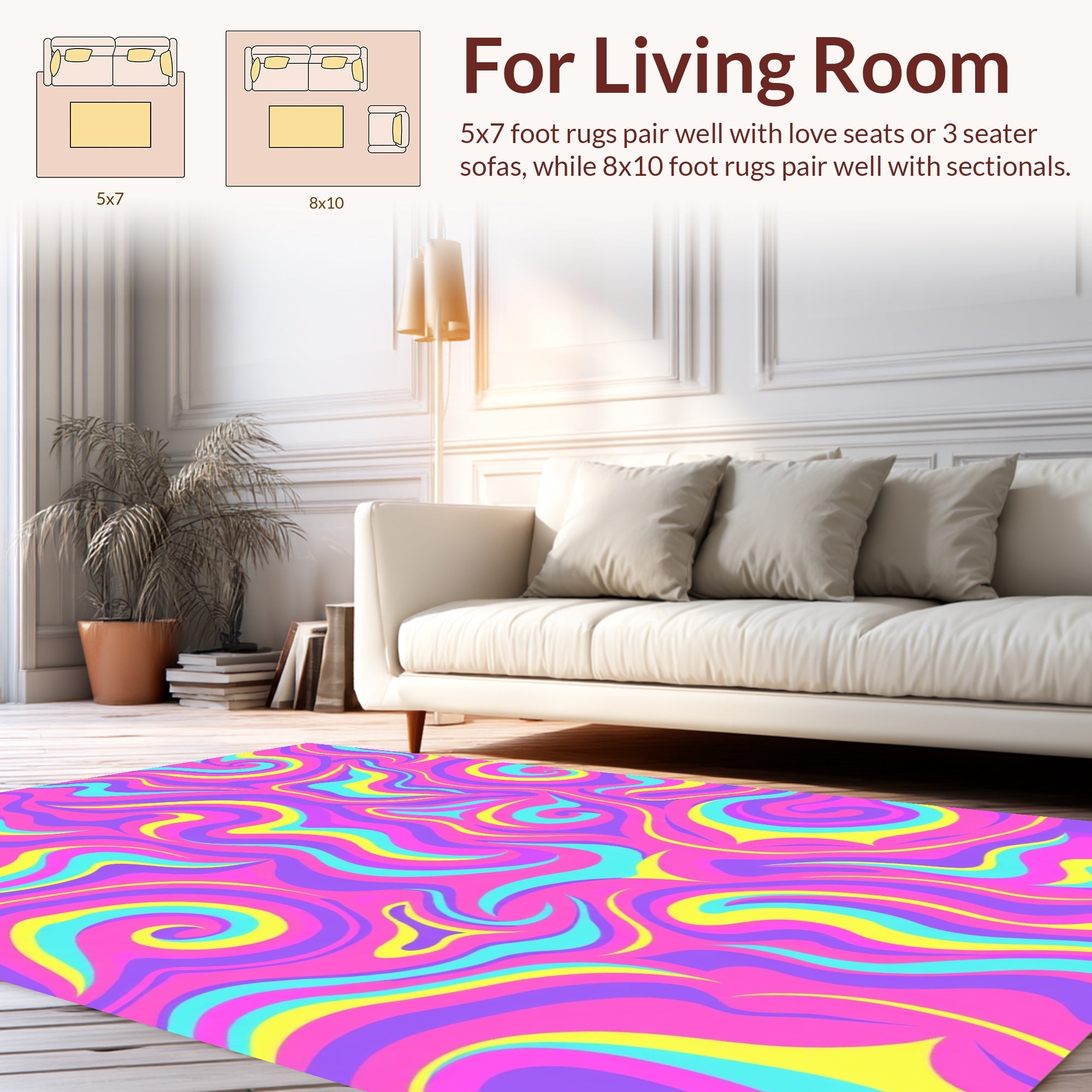 Vibrant Swirls Psychedelic Pattern Rug