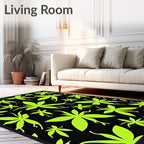 Neon Green Silhouette Petal Scatter Rug