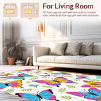 Vibrant Butterfly Pattern with Leaves Rug
