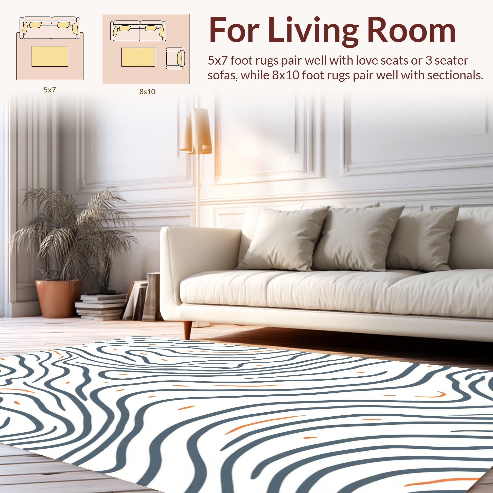 Abstract Wavy Lines Pattern Rug