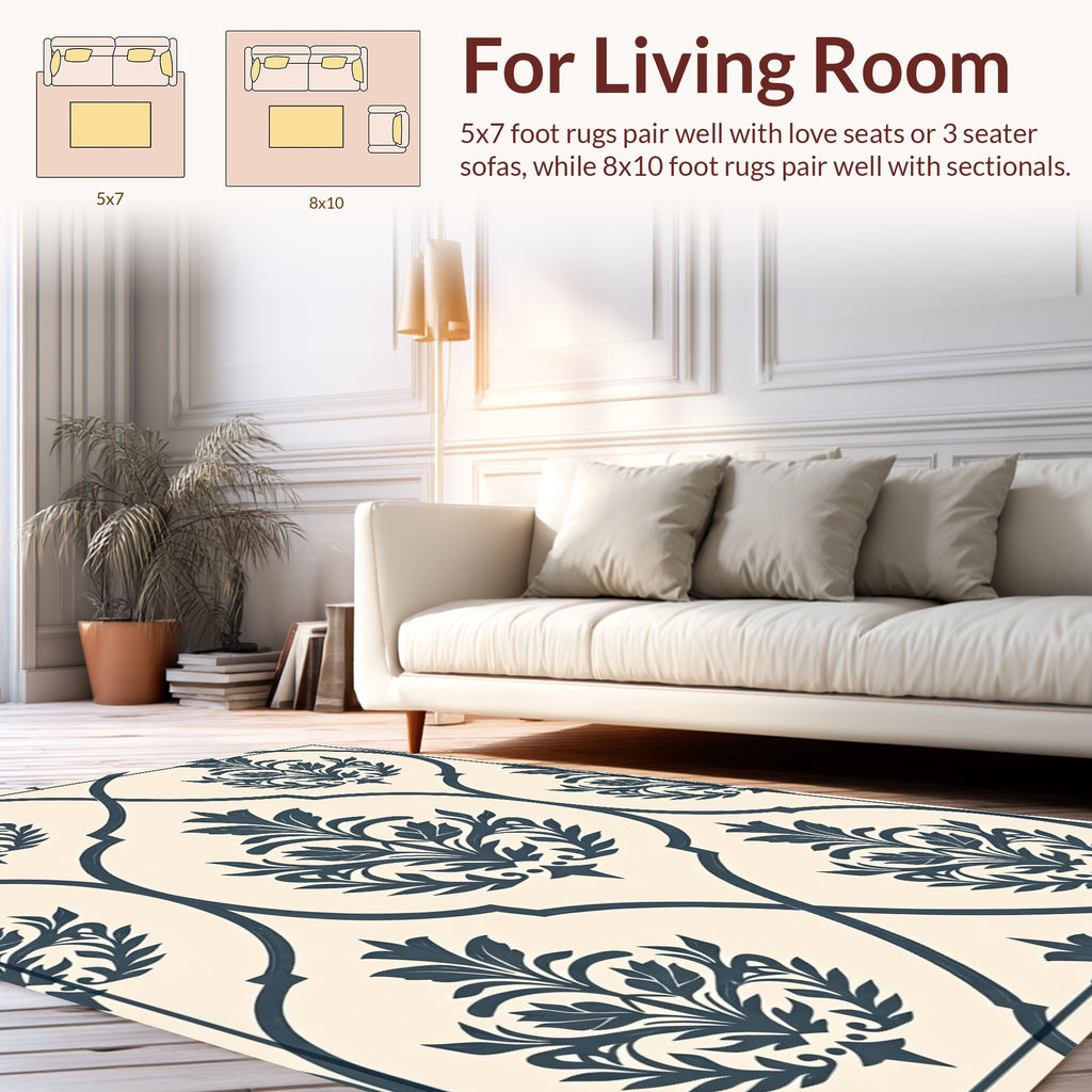 Classic Floral Damask Pattern Rug