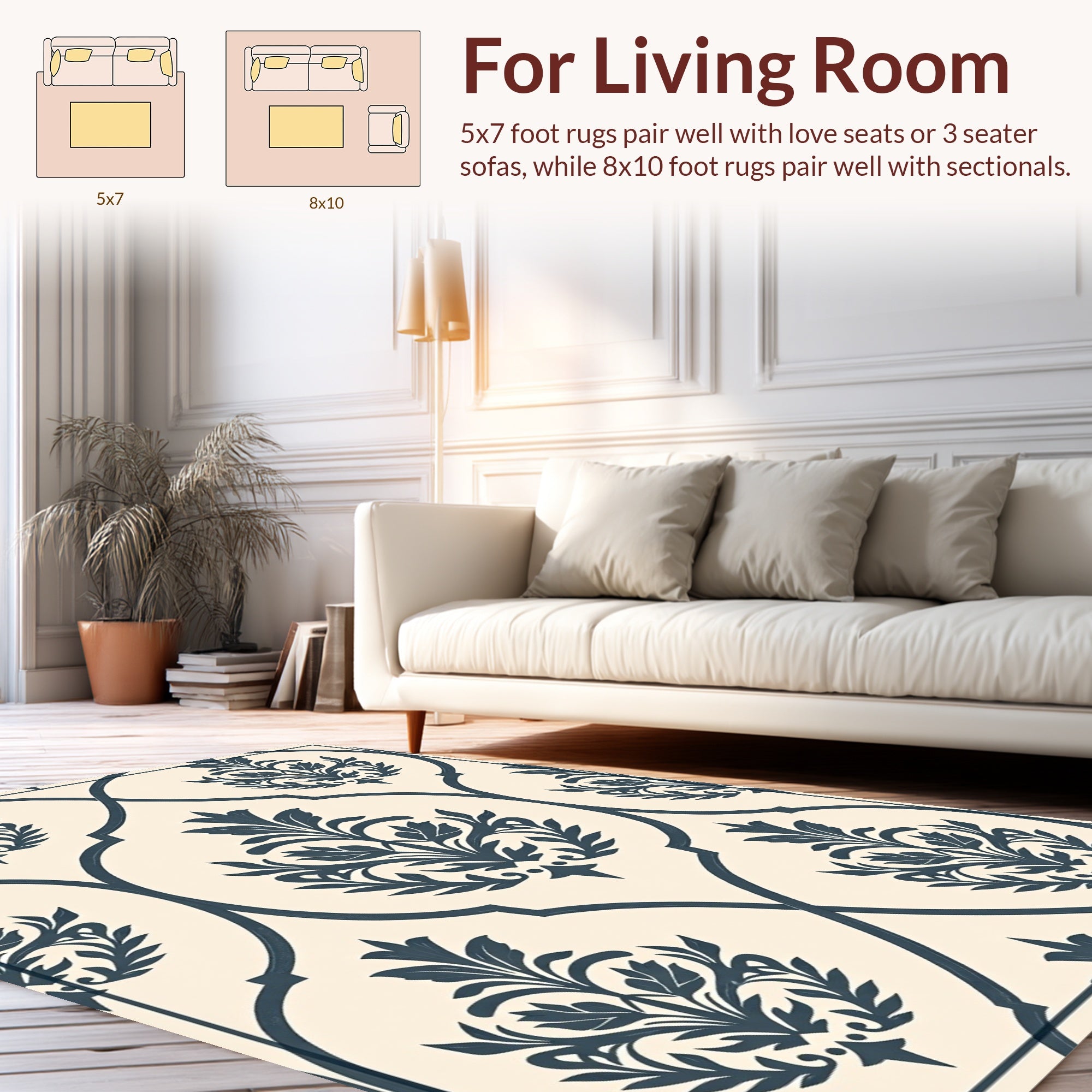 Classic Floral Damask Pattern Rug